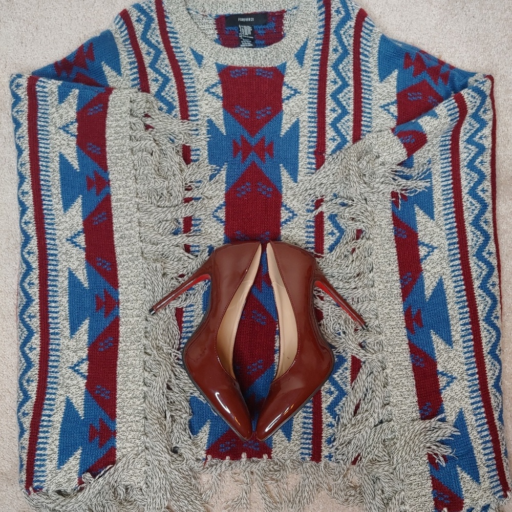 Forever 21 Aztec Poncho Sweater